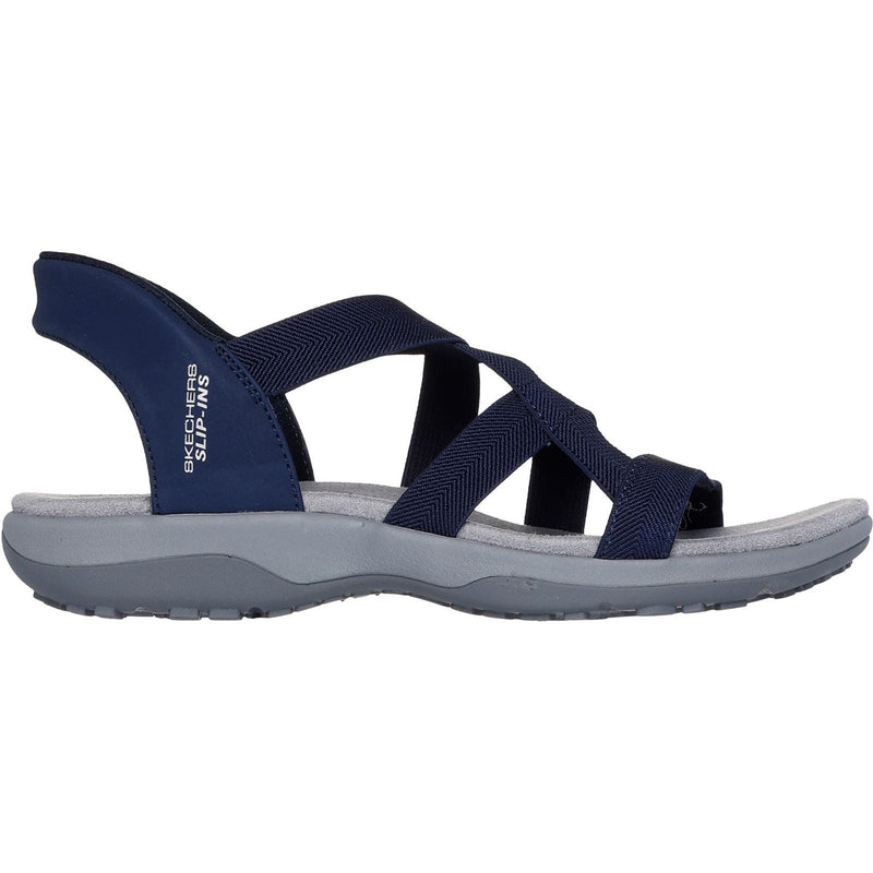 Skechers Reggae Slim Stretch Flex Sandali Da Donna In Tessuto Blu Scuro