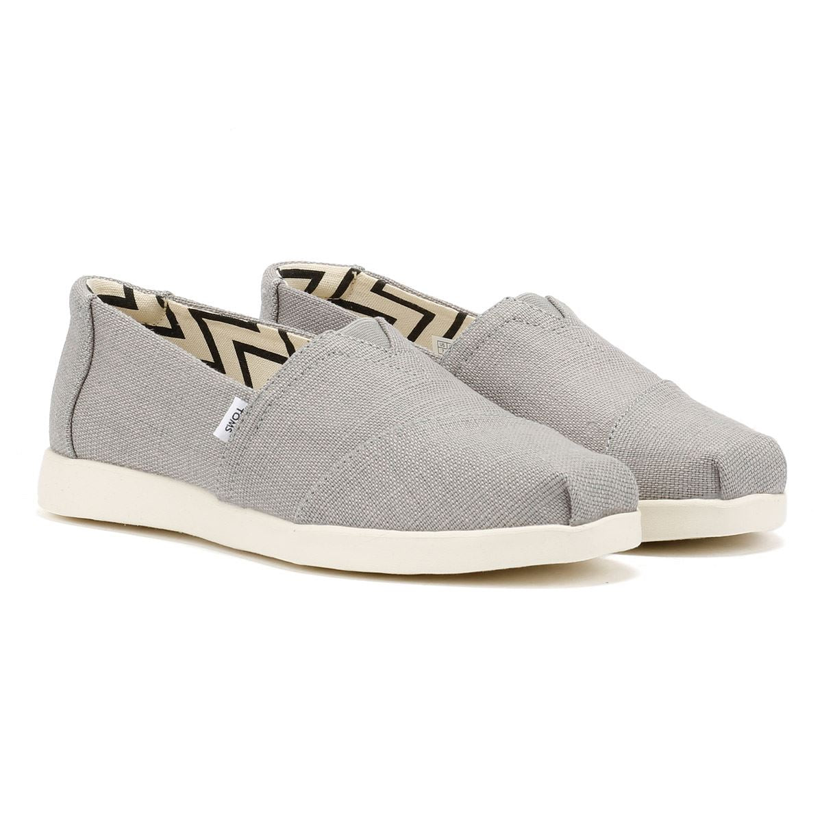 TOMS Alpargata Plus Heritage Scarpe In Tela Grigia Da Donna Con Zeppa.
