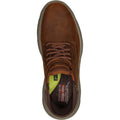 Skechers Garza Gervin Scarpe In Pelle Scura Da Uomo Con Lacci Marrone Scuro.
