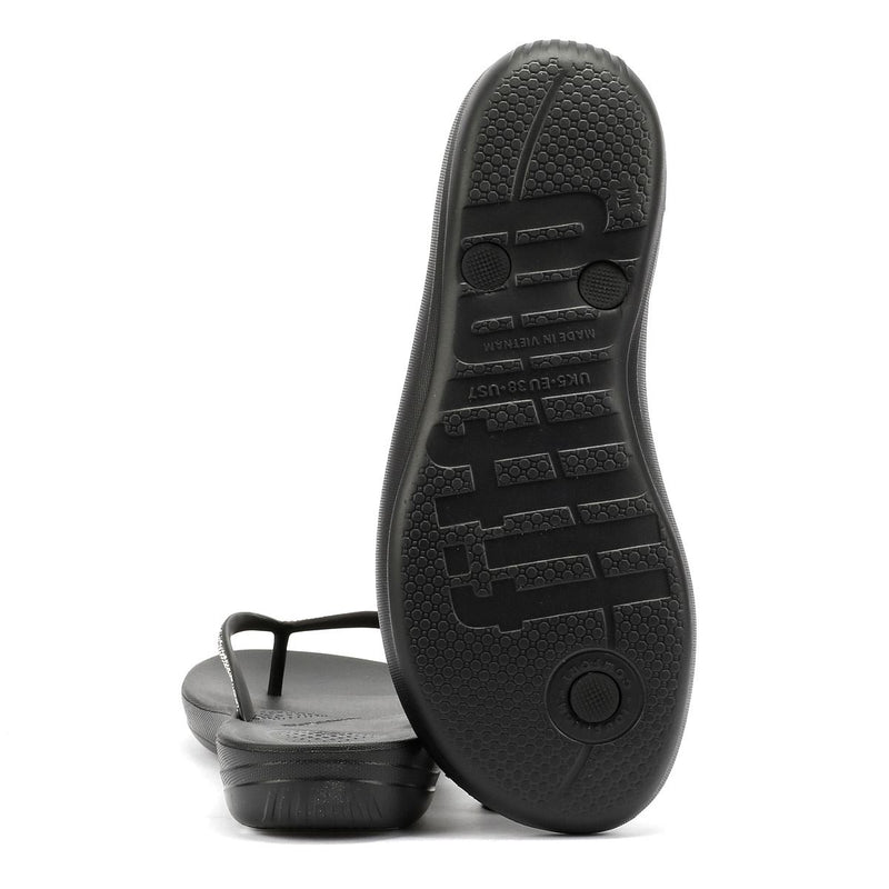 FitFlop Iqushion Sparkle Women's Black Rubber Slides