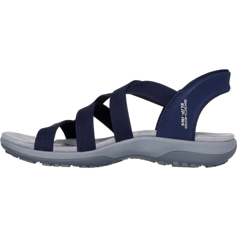 Skechers Reggae Slim Stretch Flex Sandali Da Donna In Tessuto Blu Scuro
