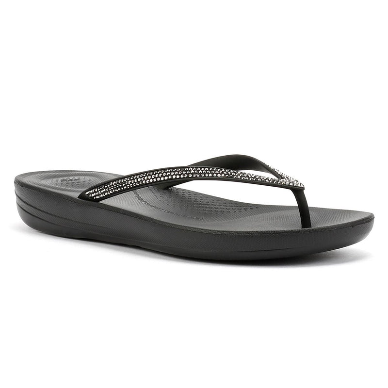 FitFlop Iqushion Sparkle Women's Black Rubber Slides