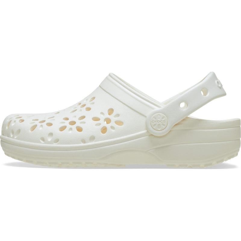 Crocs Classic Floral Cut Out Ciabatte Da Lavoro In Gesso Termoplastico