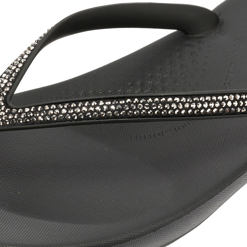 FitFlop Iqushion Sparkle Women's Black Rubber Slides