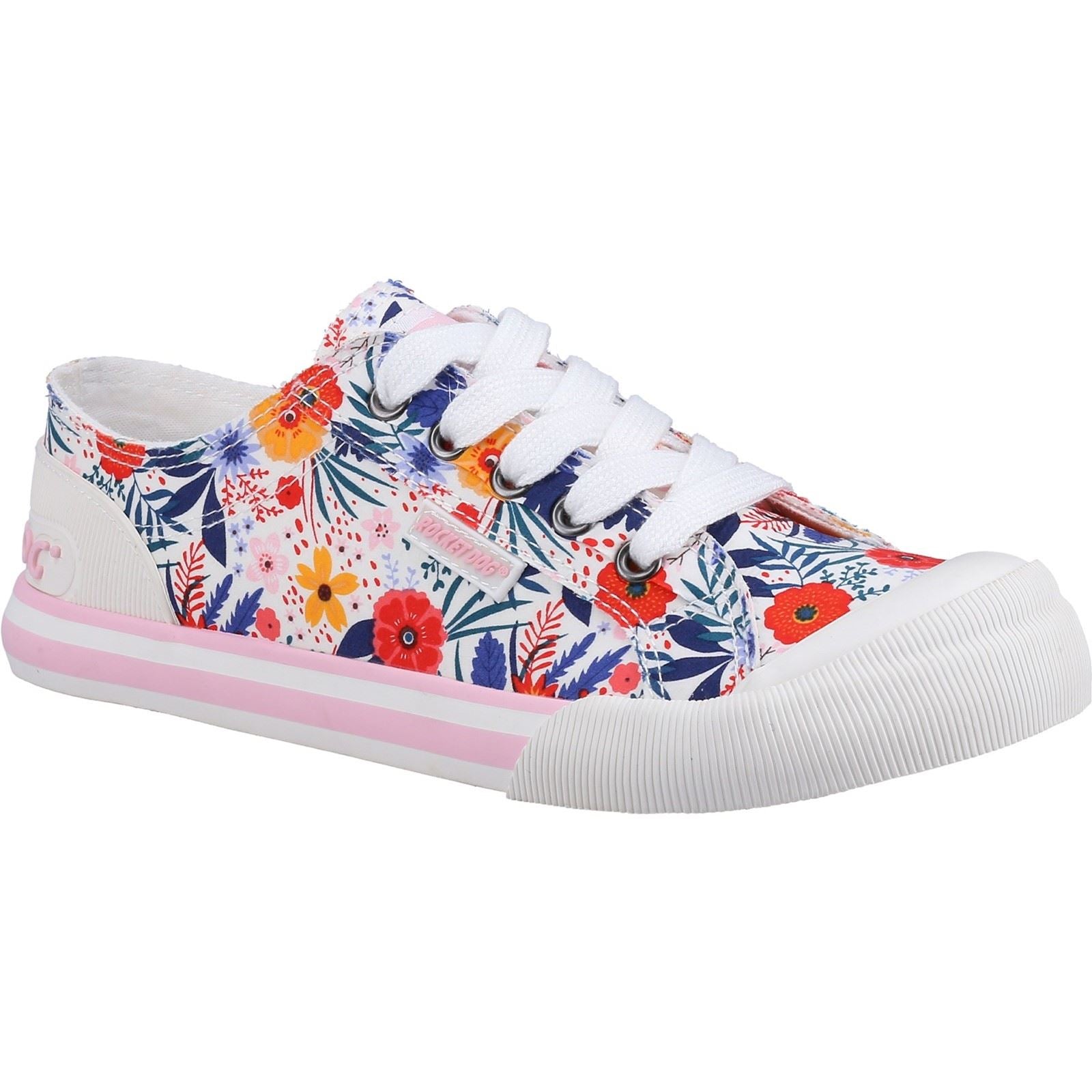 Rocket Dog Jazzin Malden Floral Sneakers Da Donna In Cotone Bianco/Multicolore