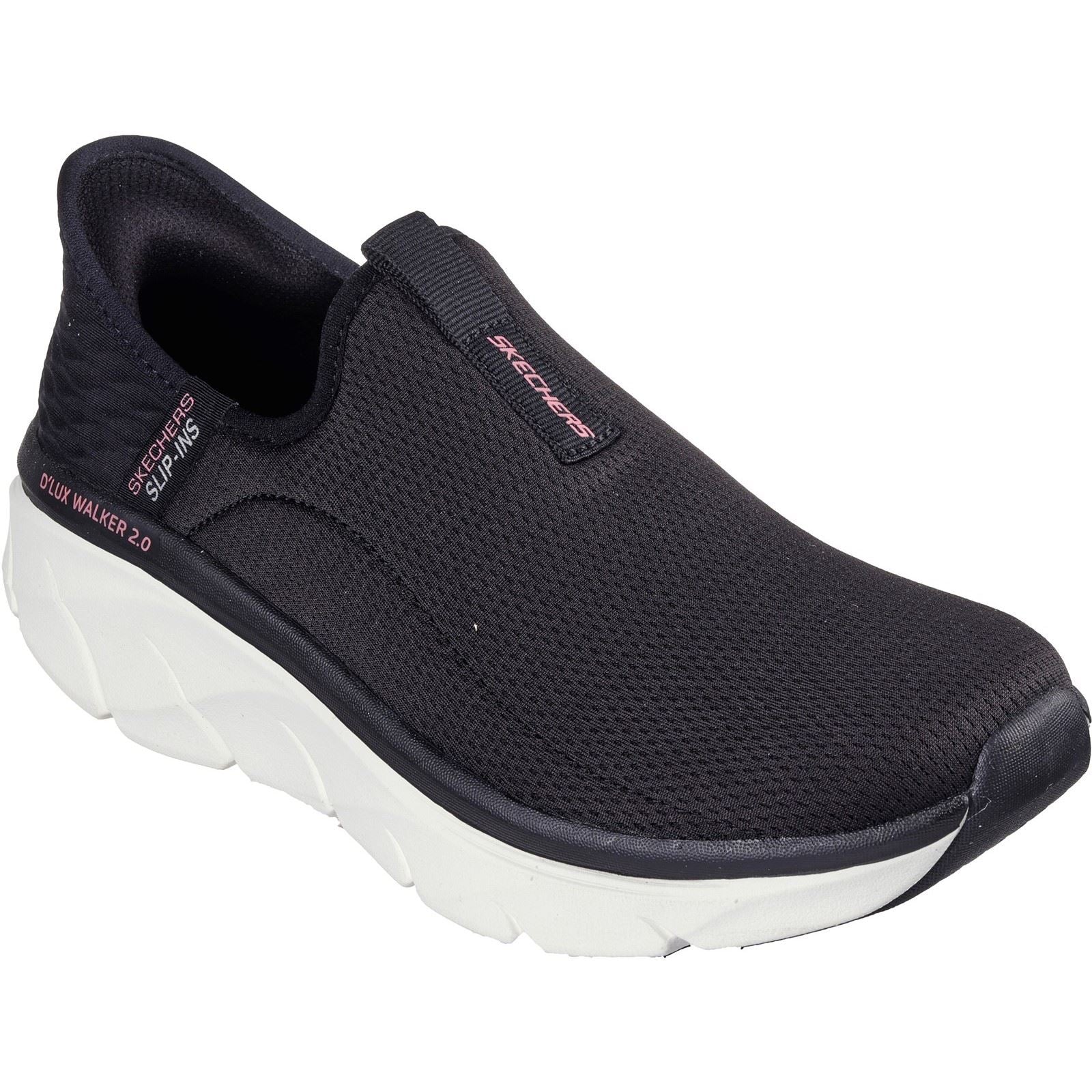 Skechers D'Lux Walker 2.0 Sneakers Da Donna In Poliestere Nero/Rosa