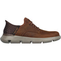 Skechers Garza Gervin Scarpe In Pelle Scura Da Uomo Con Lacci Marrone Scuro.
