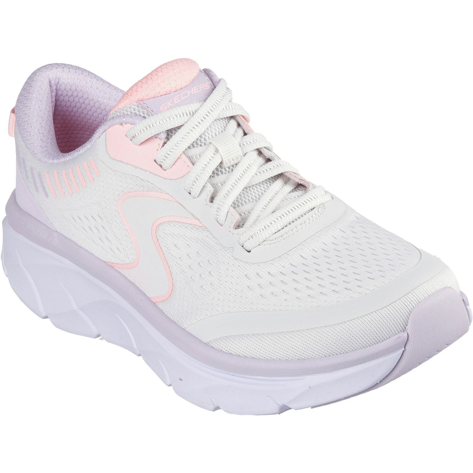 Skechers D'Lux Walker 2.0 Active Pace Sneakers Da Donna In Tessuto Bianco Sporco/Rosa
