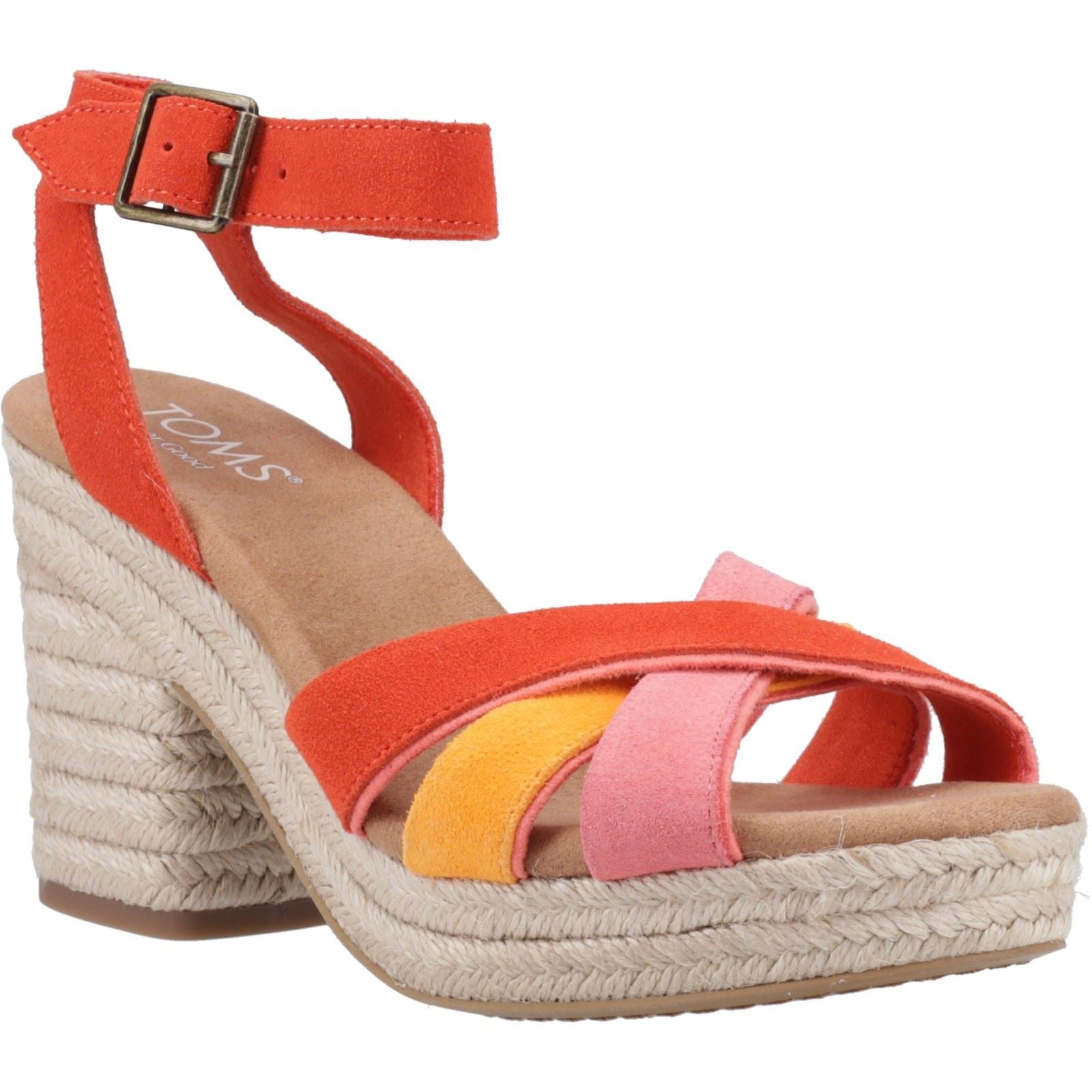 TOMS Majorca Strappy Sandali Da Donna In Pelle Con Fiamma