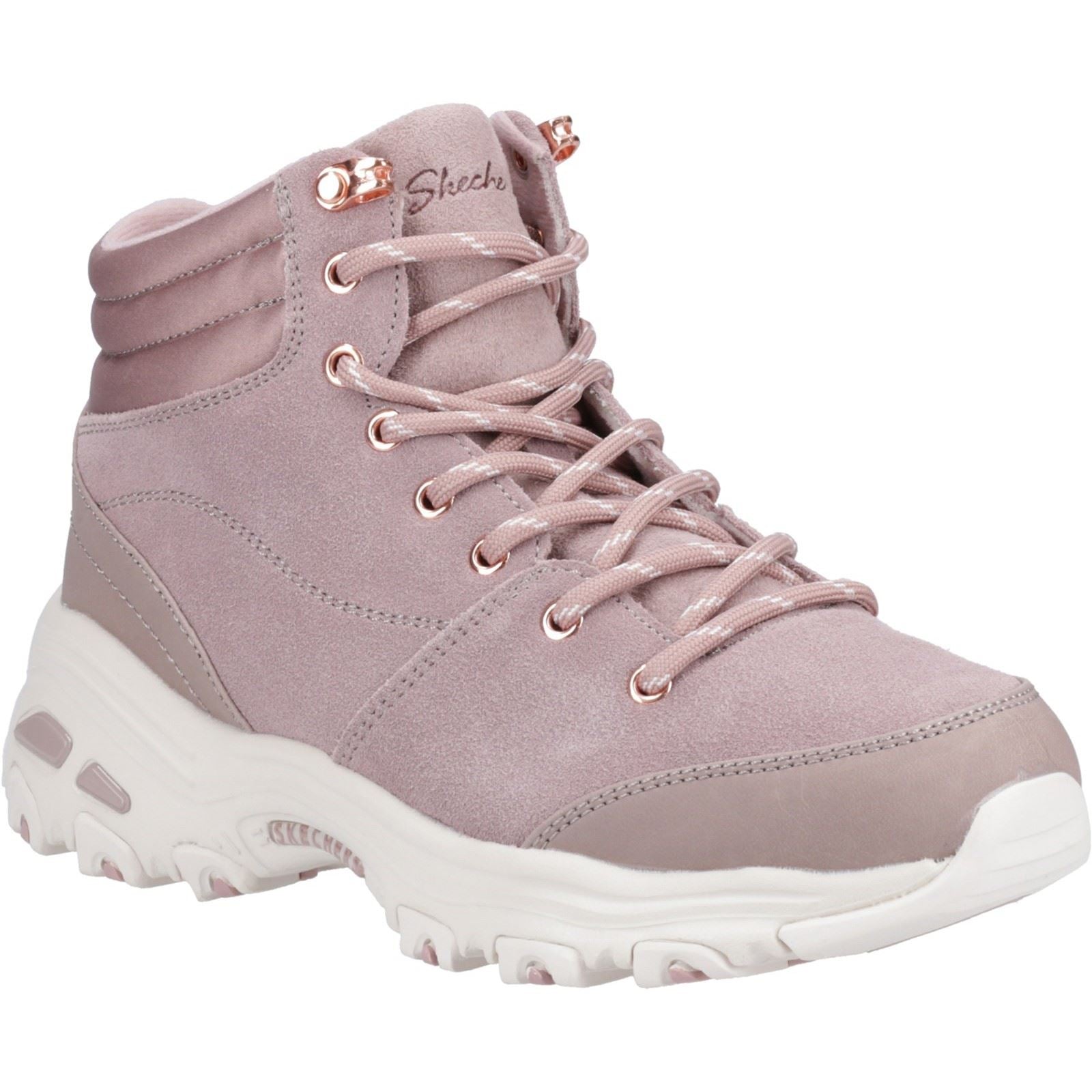 Skechers D'Lites Stivali Rosa Cipria In Pelle Da Donna