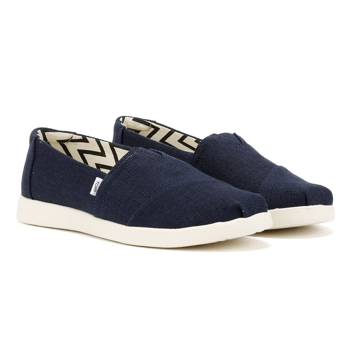 TOMS Alpargata Plus Heritage Scarpe Da Donna In Tela Blu Con Zeppa.