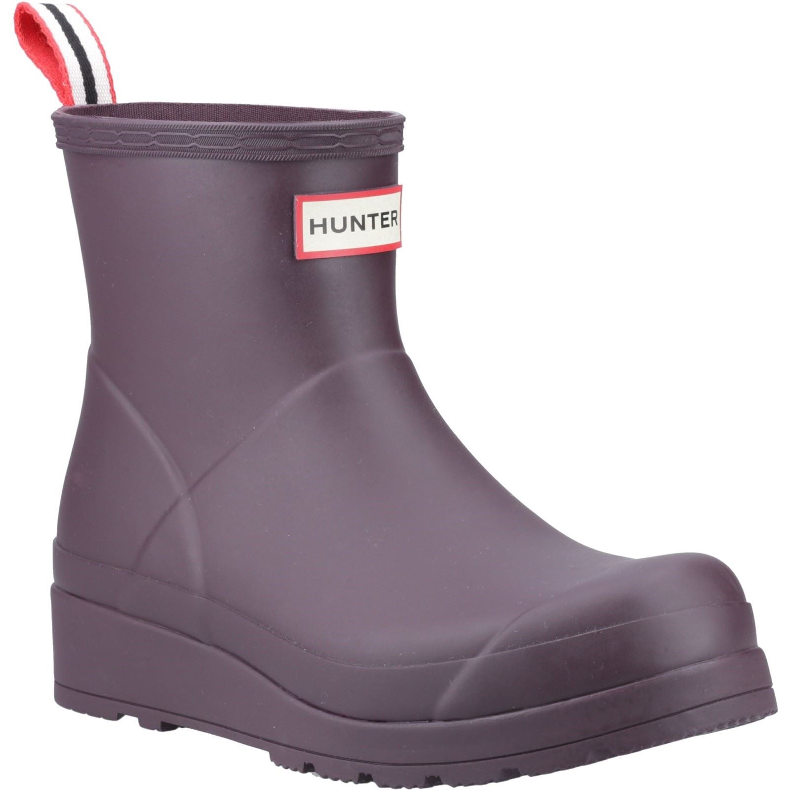 Hunter Play Short Stivali Da Pioggia In Gomma Neri/Viola Da Donna