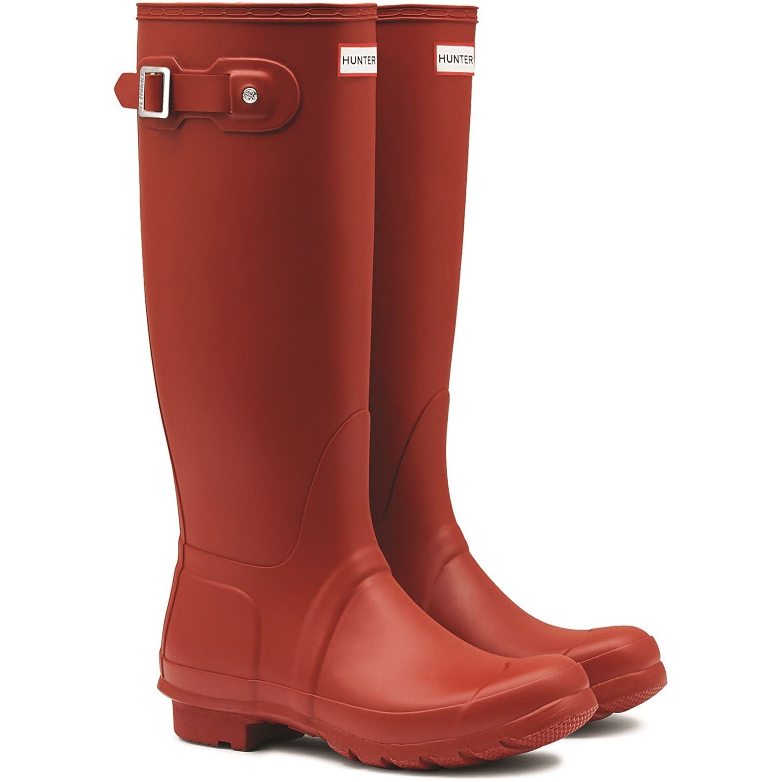 Hunter Original Tall Stivali Da Pioggia Rossi Da Donna In Gomma Militari