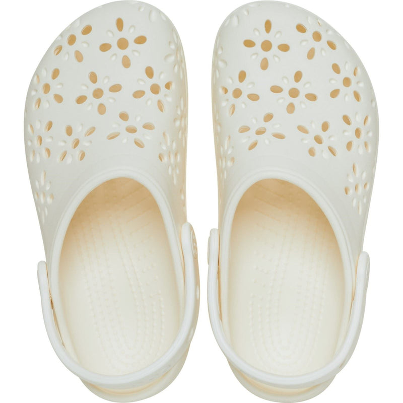 Crocs Classic Floral Cut Out Ciabatte Da Lavoro In Gesso Termoplastico