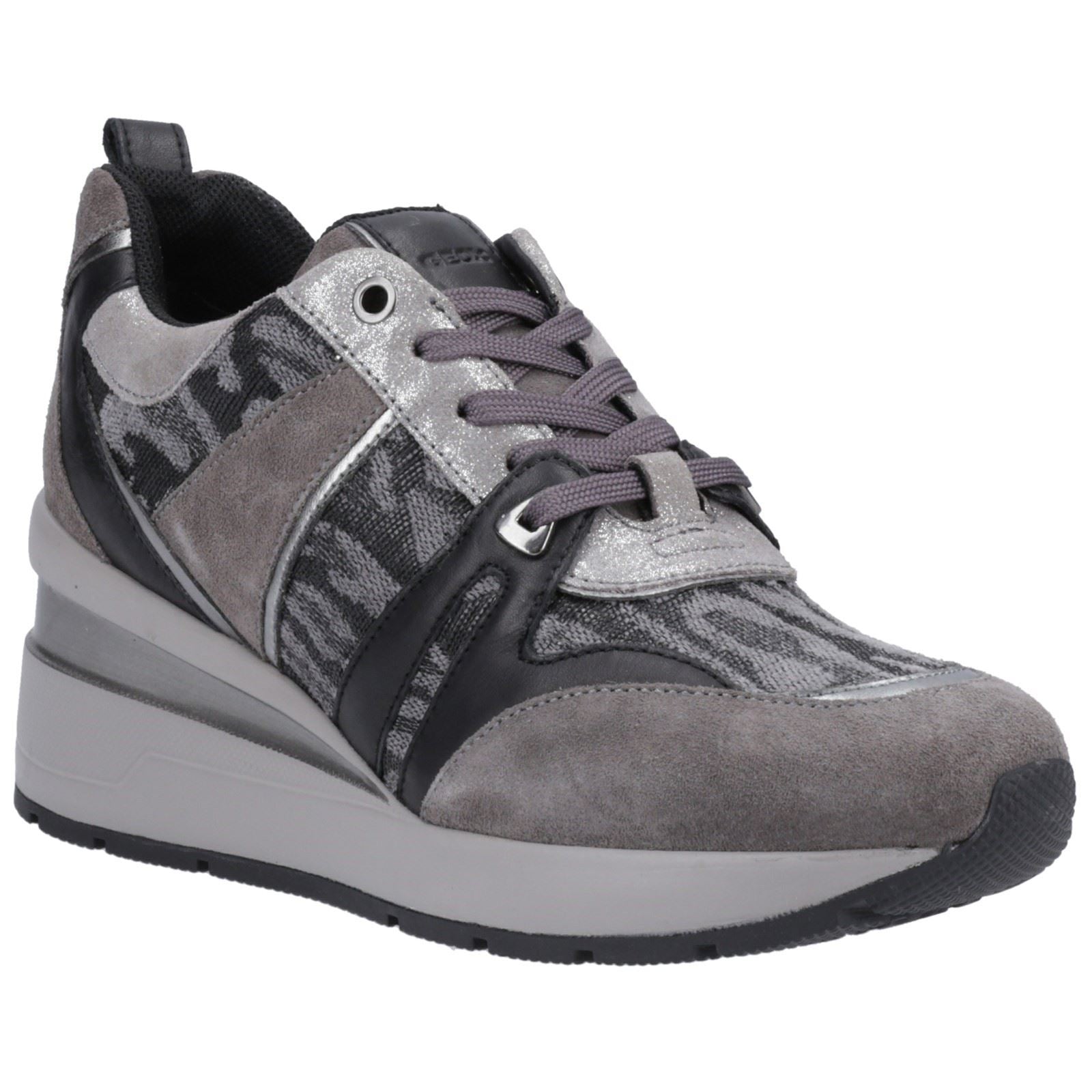 Geox D Zosma B Sneakers Da Donna In Camoscio Grigio Scuro