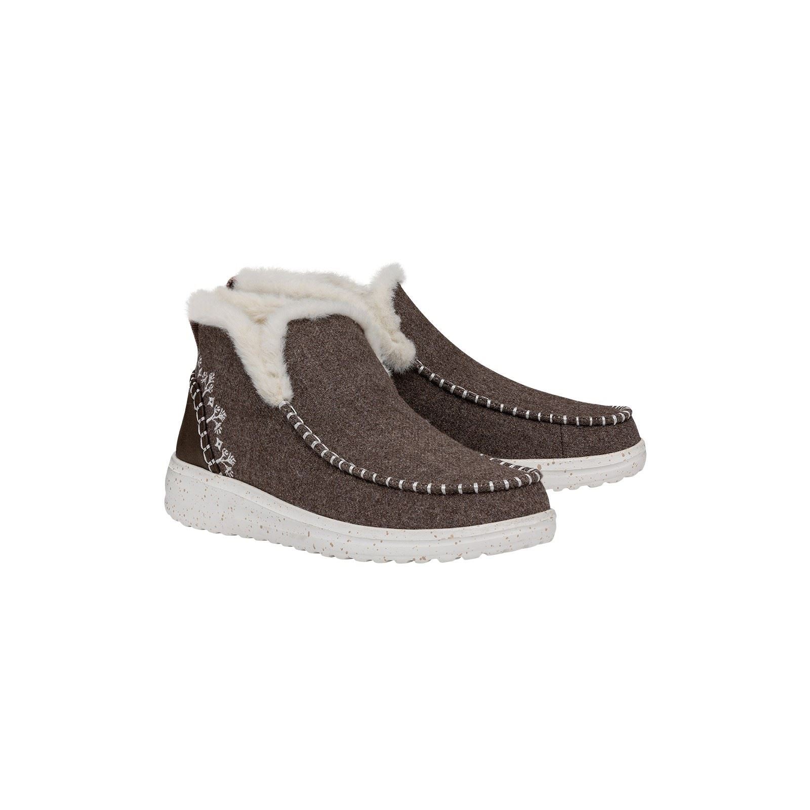 HEYDUDE Denny Wool Faux Shearling Stivali Da Donna Color Noce