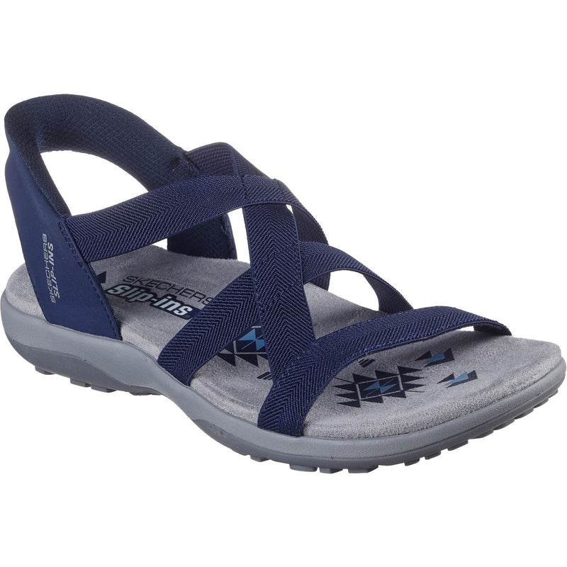 Skechers Reggae Slim Stretch Flex Sandali Da Donna In Tessuto Blu Scuro