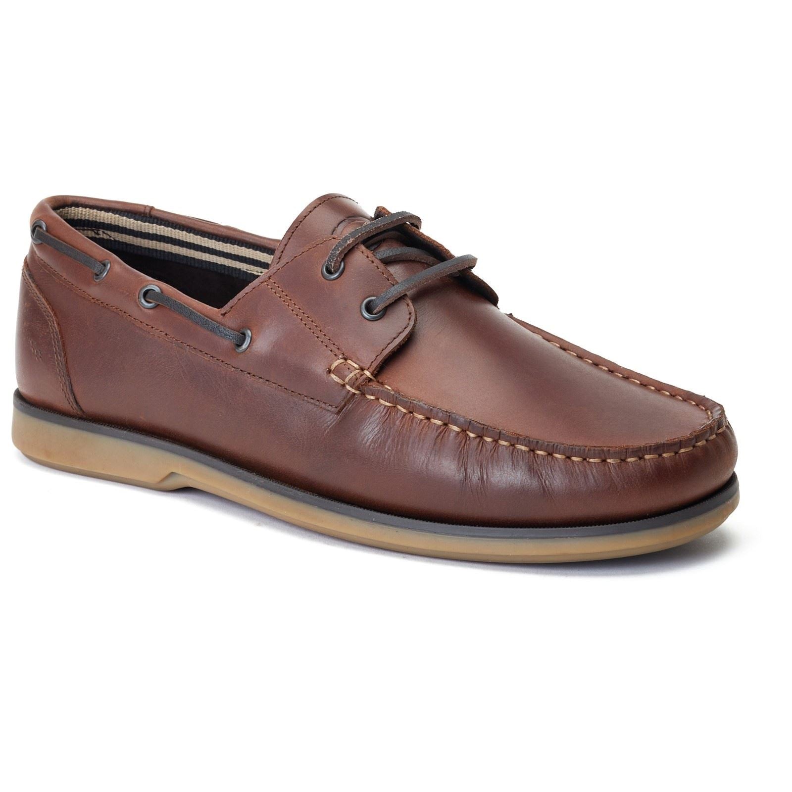 Base London Stern Scarpe Da Barca In Pelle Marrone Bruciata Da Uomo