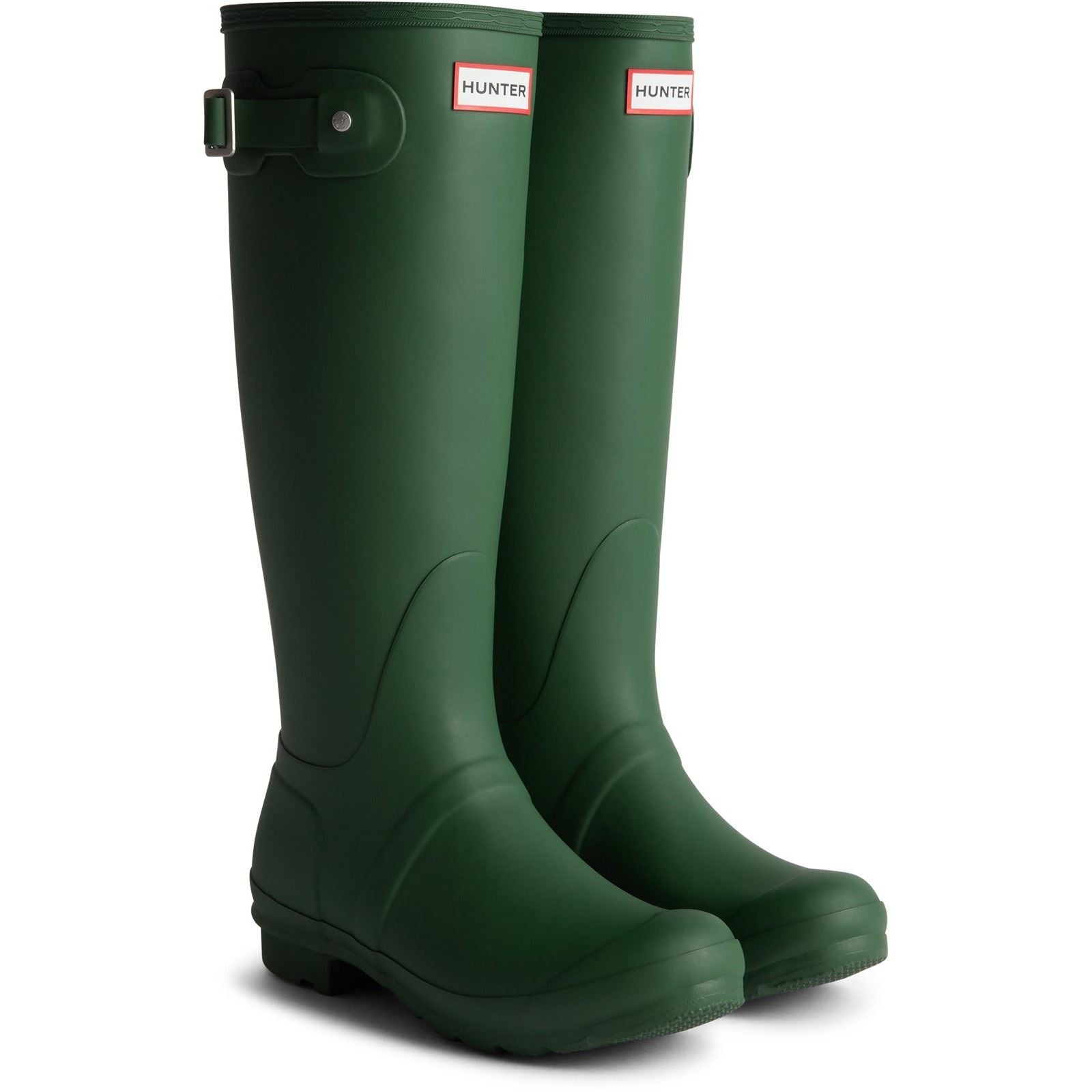 Hunter Original Tall Tartan Back Strap Stivali Di Gomma Verdi Da Donna.