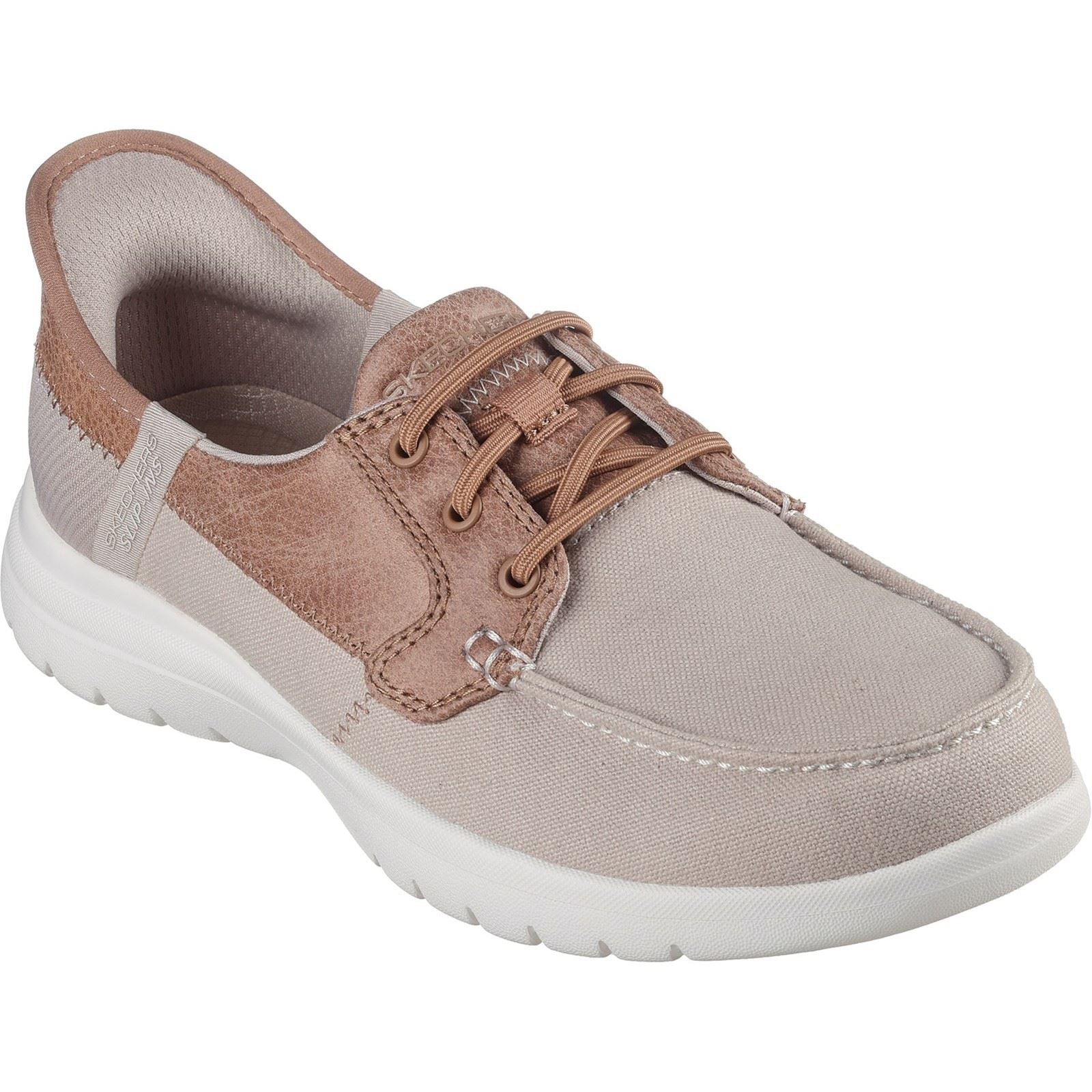 Skechers On-the-GO Flex Palmilla Scarpe Da Barca Taupe Da Donna In Tela/Ecopelle.