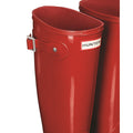 Hunter Original Tall Gloss Stivali Da Pioggia Rossi Da Donna In Gomma Militari