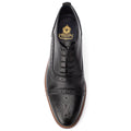 Base London Cast Waxy Scarpe Nere In Stile Brogue In Pelle Da Uomo