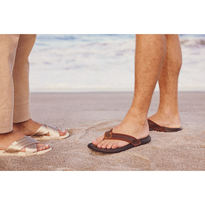 HEYDUDE Women's Christi Slide Distressed Metallic Sandals