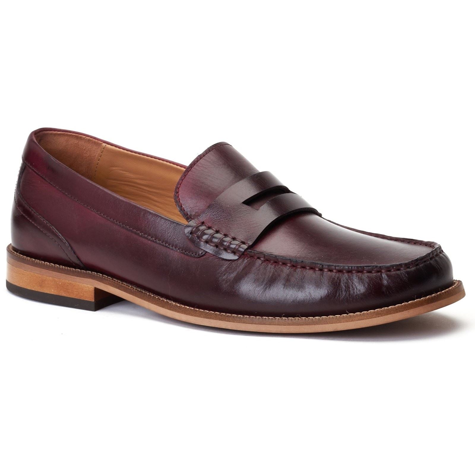 Base London Garfield Scarpe Mocassino Da Uomo In Pelle Color Bordò