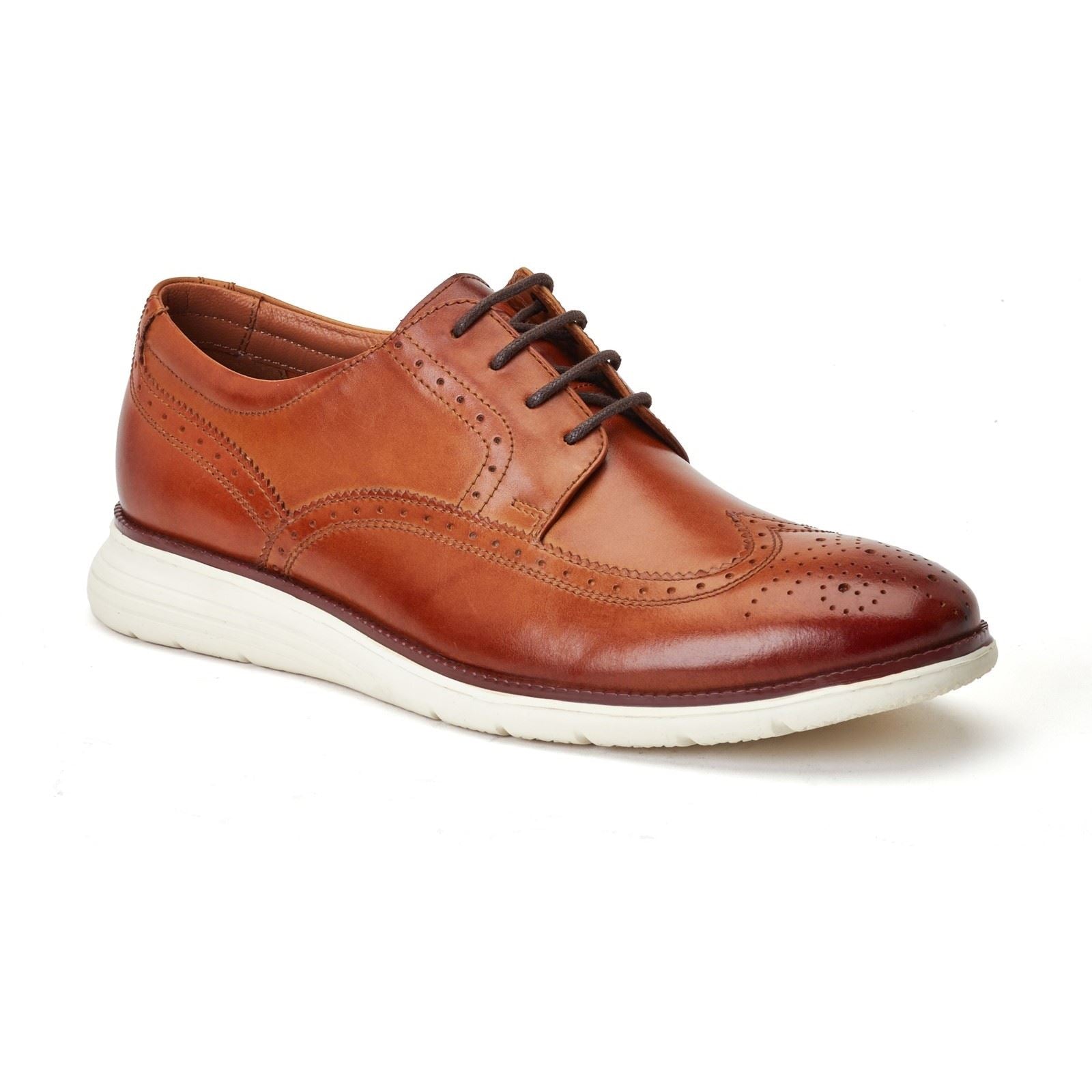 Base London Flight Scarpe Brogue In Pelle Color Tan Bruciato Da Uomo