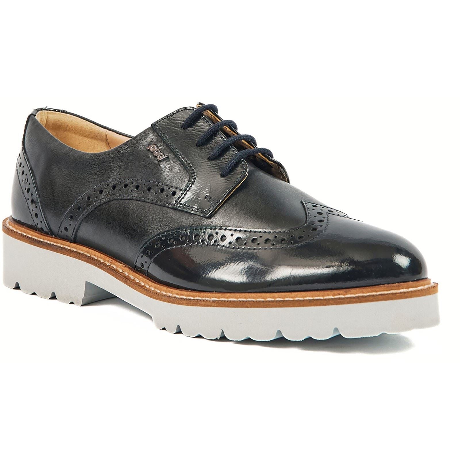 Pod Kortney Scarpe Brogue In Vernice Blu Scuro Da Donna In Pelle