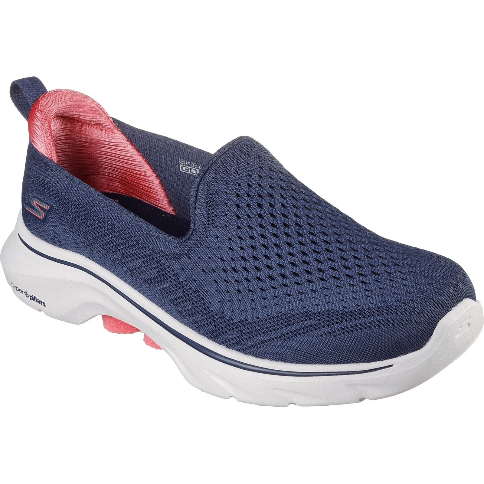 Skechers GO WALK 7 Vina Scarpe Da Ginnastica Da Donna In Tessuto Blu Navy/Corallo