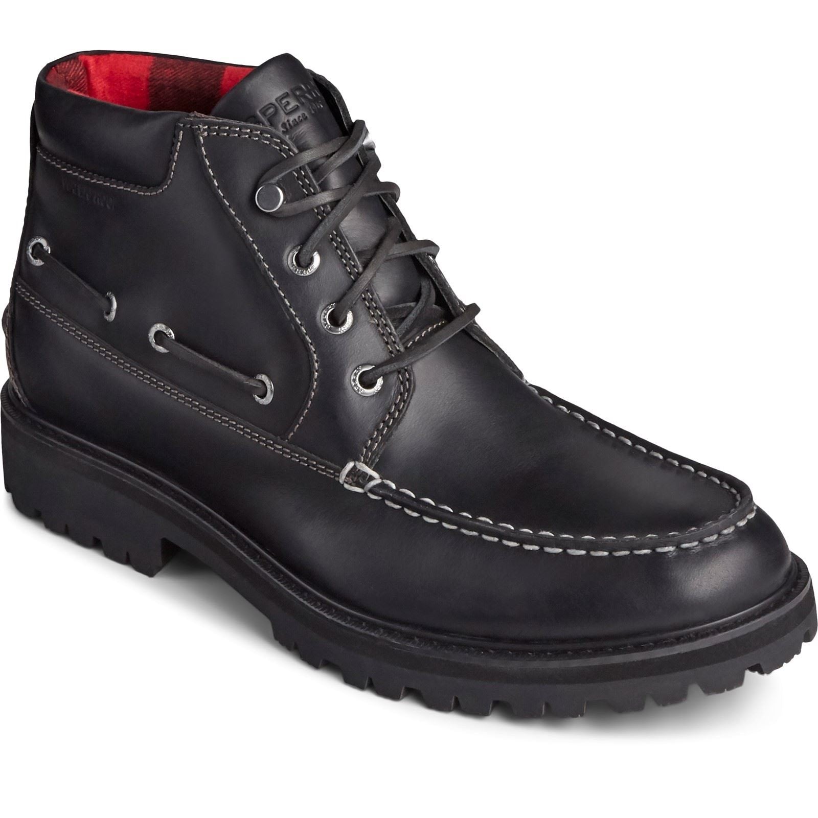 Sperry Authentic Original Lug Chukka Stivali Da Uomo In Pelle Nera