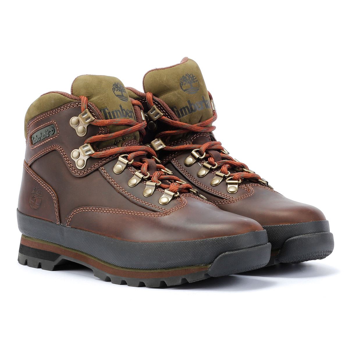 Timberland Euro Hiker Mid Lace Stivali Da Uomo In Pelle Marrone.
