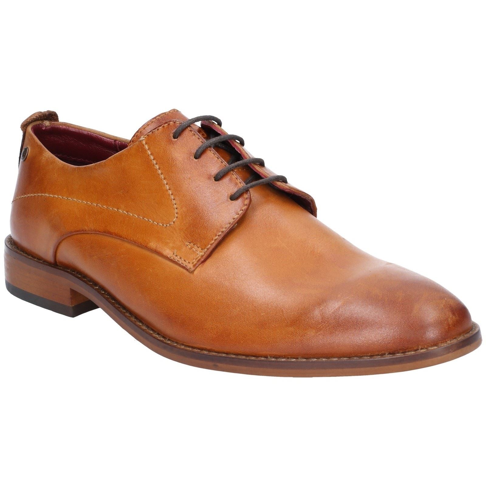 Base London Script Washed Scarpe In Pelle Color Cuoio Da Uomo Stile Oxford
