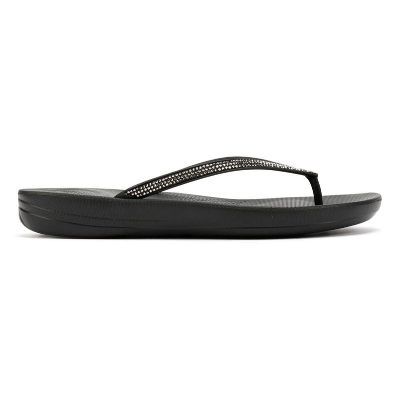 FitFlop Iqushion Sparkle Women's Black Rubber Slides