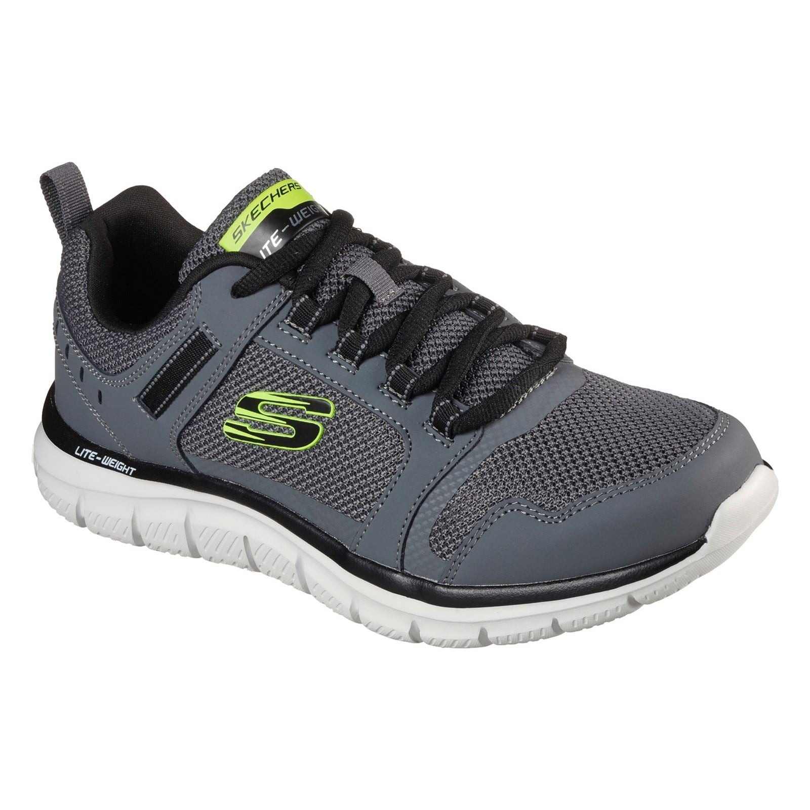 Skechers Track Knockhill Scarpe Da Ginnastica Uomo In Pelle Grigio Antracite/Nero