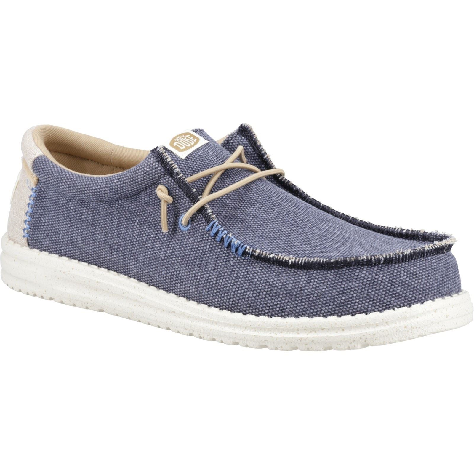 HEYDUDE Wally Coastline Scarpe Da Barca In Tessuto Blu Scuro Da Uomo