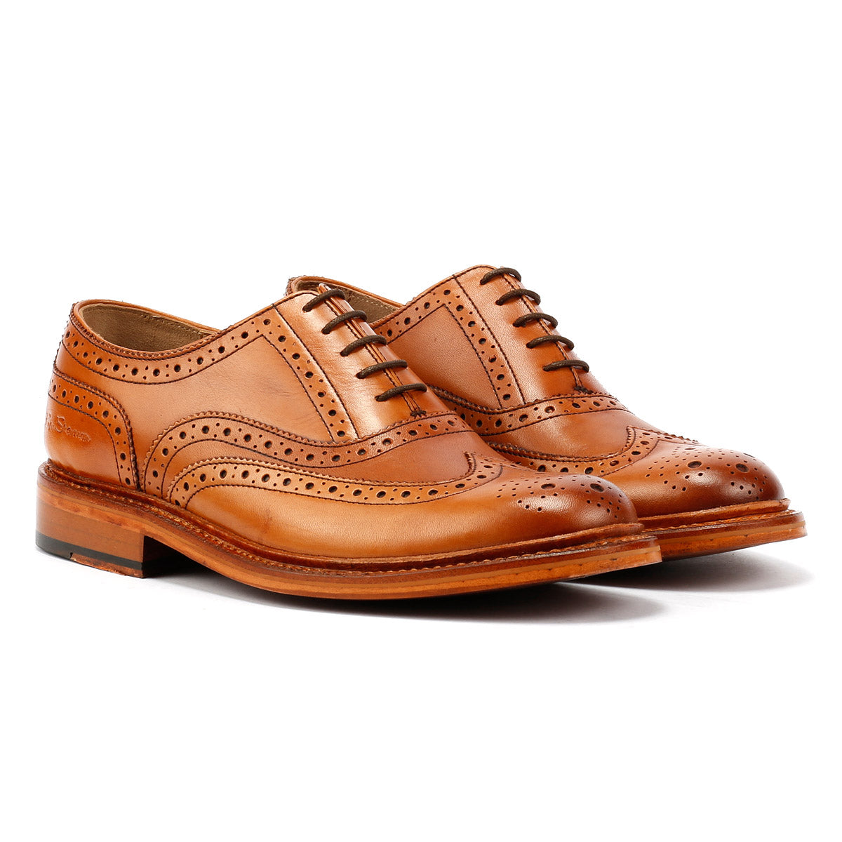 Ben Sherman Sugarman Brogue Scarpe Stringate Da Uomo In Pelle Marrone.