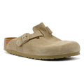 Birkenstock Zoccoli Grigi Kaki Scoloriti In Camoscio Di Boston