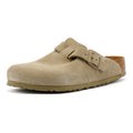 Birkenstock Zoccoli Grigi Kaki Scoloriti In Camoscio Di Boston
