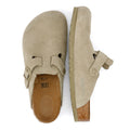 Birkenstock Zoccoli Grigi Kaki Scoloriti In Camoscio Di Boston