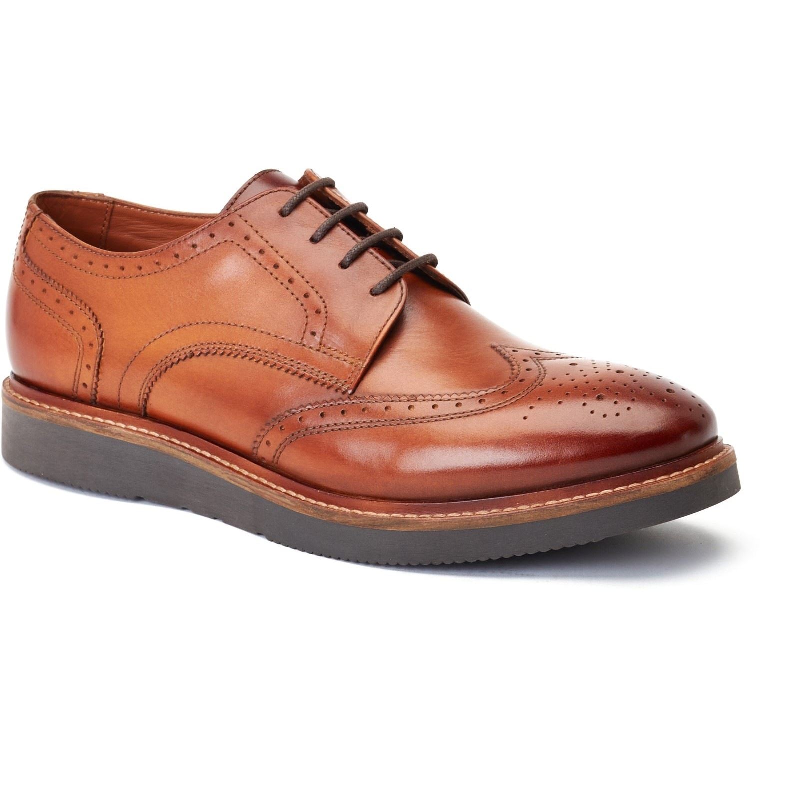 Base London Joe Scarpe Brogue In Pelle Color Tan Bruciato Da Uomo