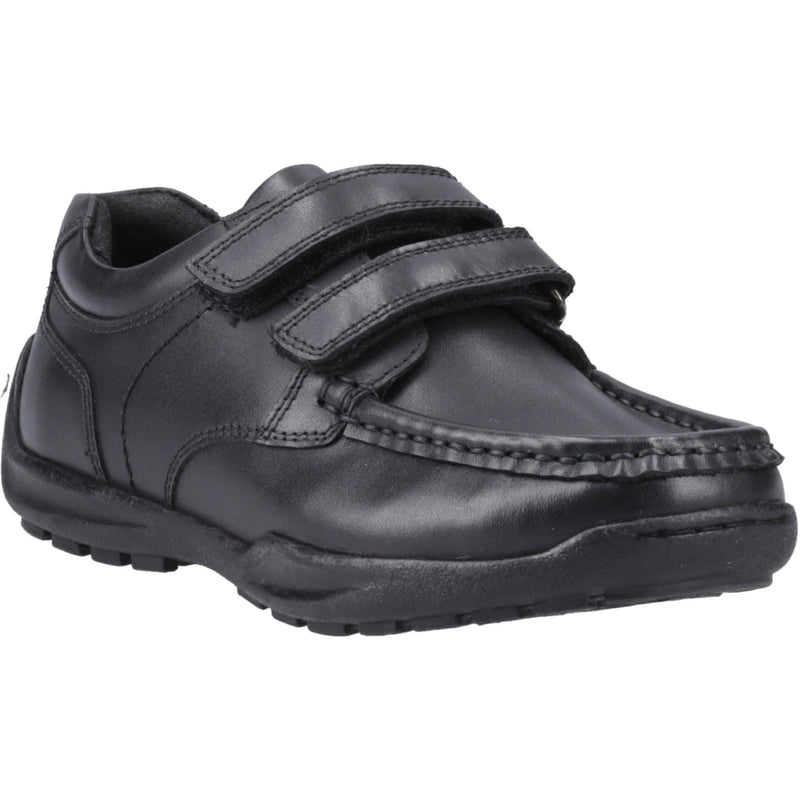 Hush Puppies Maddox Touch Fastening Scarpe Nere Per Ragazzi In Pelle