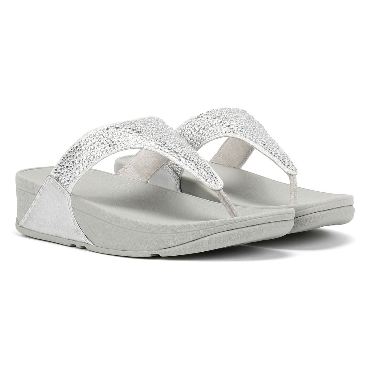 FitFlop Lulu Crystal Mix Sandali Argento Da Donna