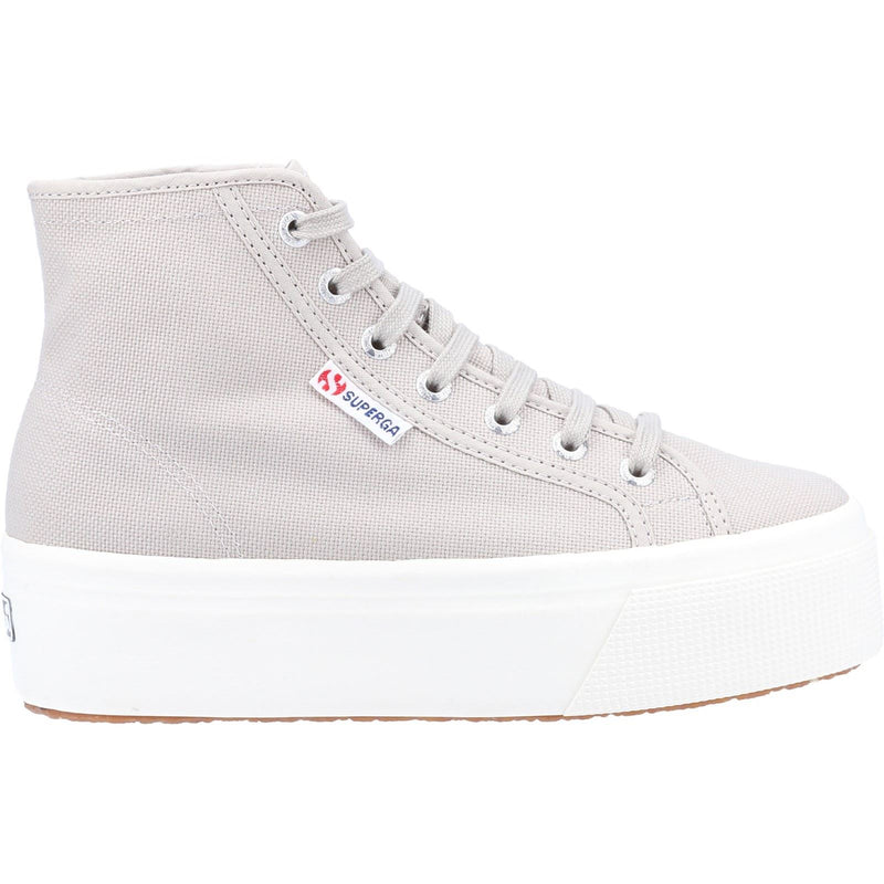 Superga 2708 HI Top Stivali Da Donna In Cotone Grigio Colomba/Bianco Avorio