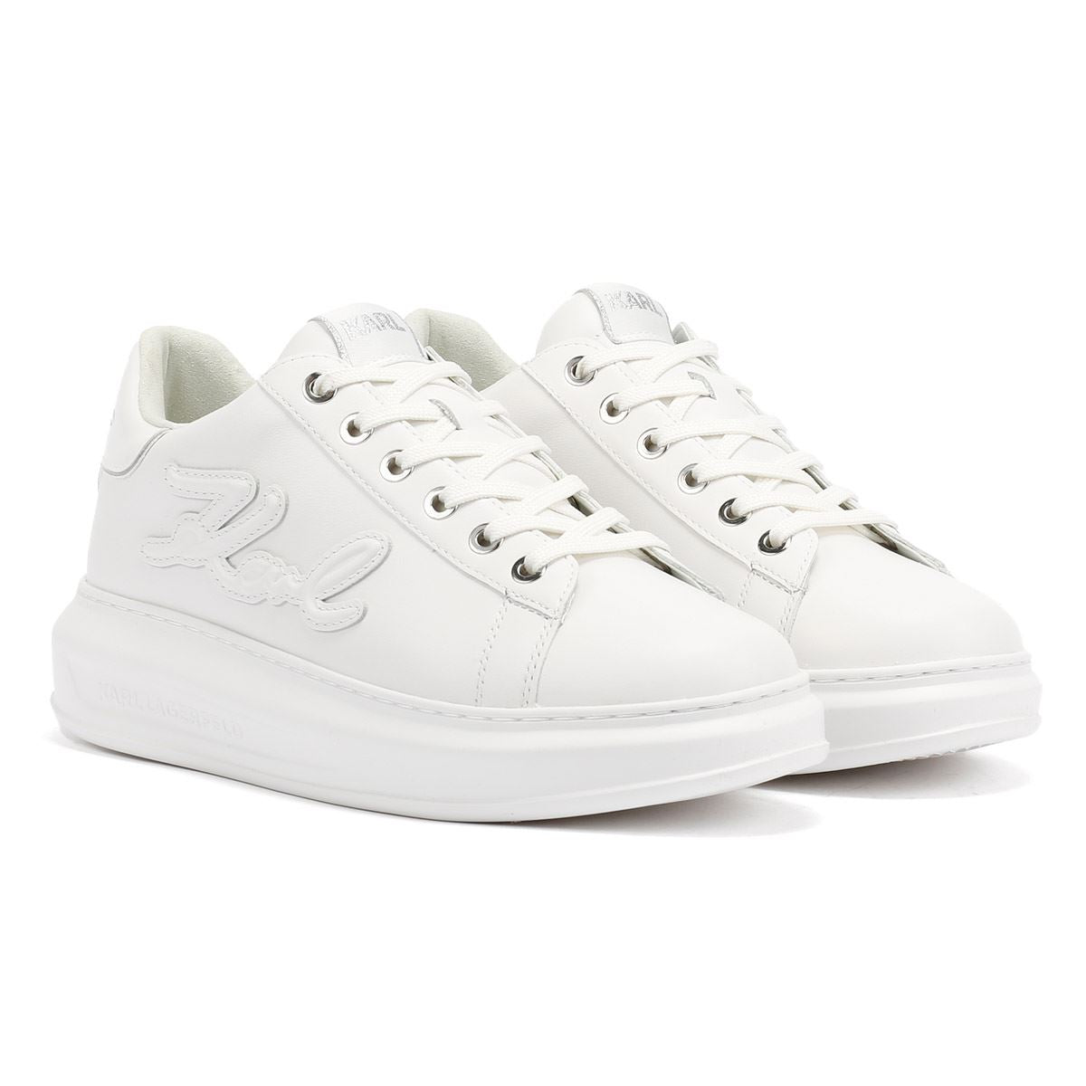 Karl Lagerfeld Kapri Signia Emboss Lo Lace Scarpe Da Ginnastica Bianche In Pelle Da Donna