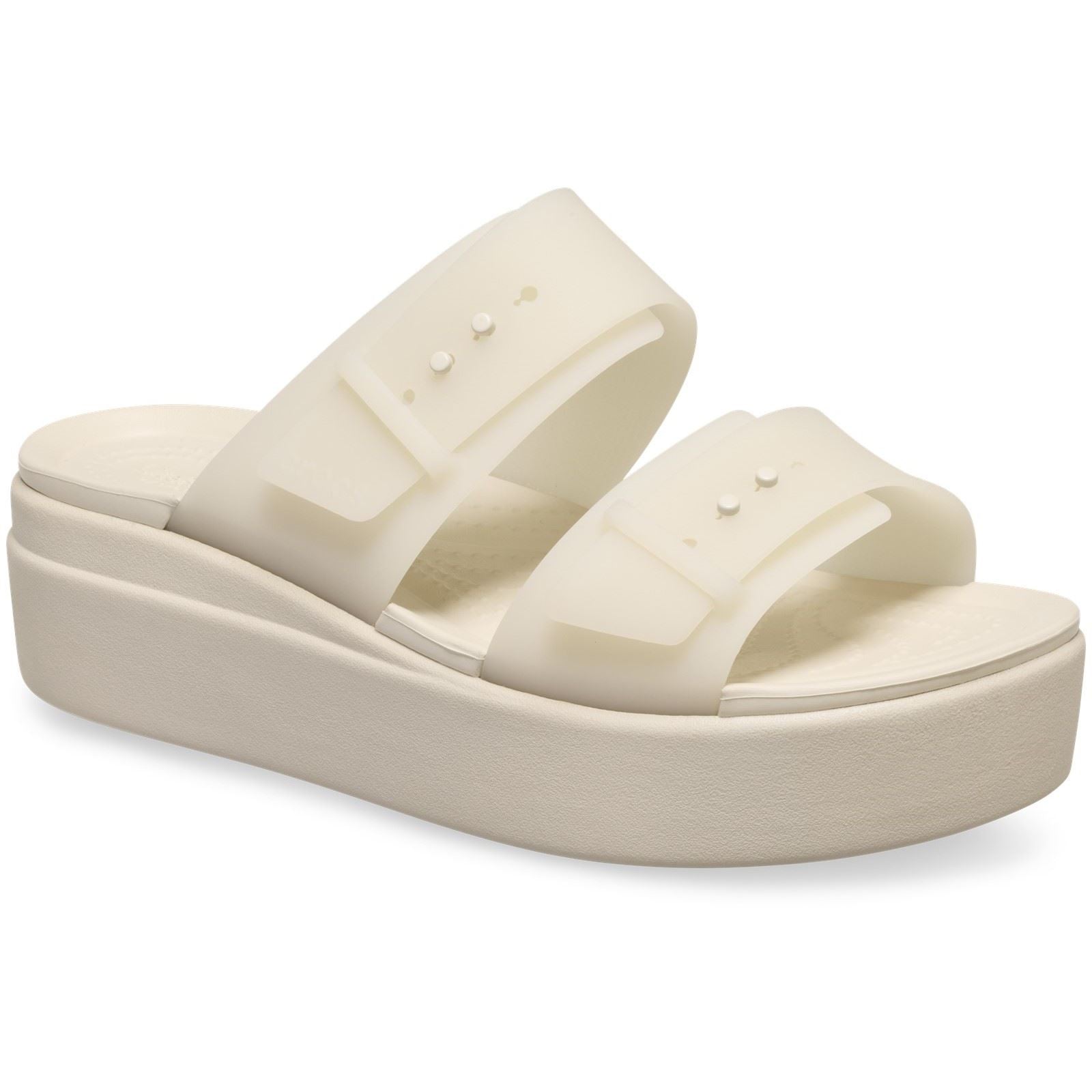 Crocs Brooklyn Buckle Low Wedge Sandali In Pietra Arenaria Da Donna
