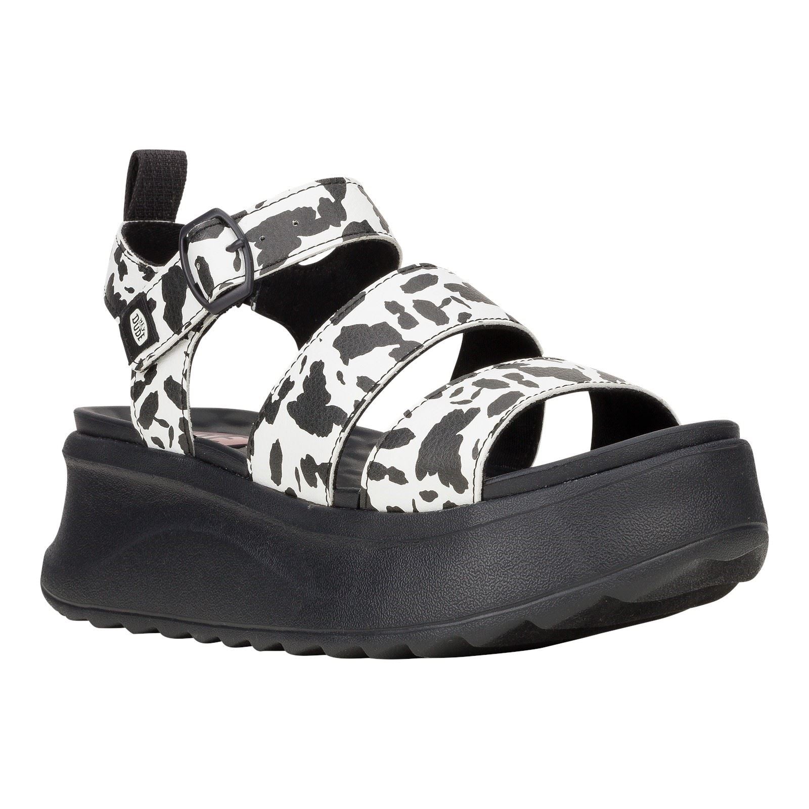 HEYDUDE Delray Buckle Animal Sandali Da Donna In Sintetico Nero/Bianco