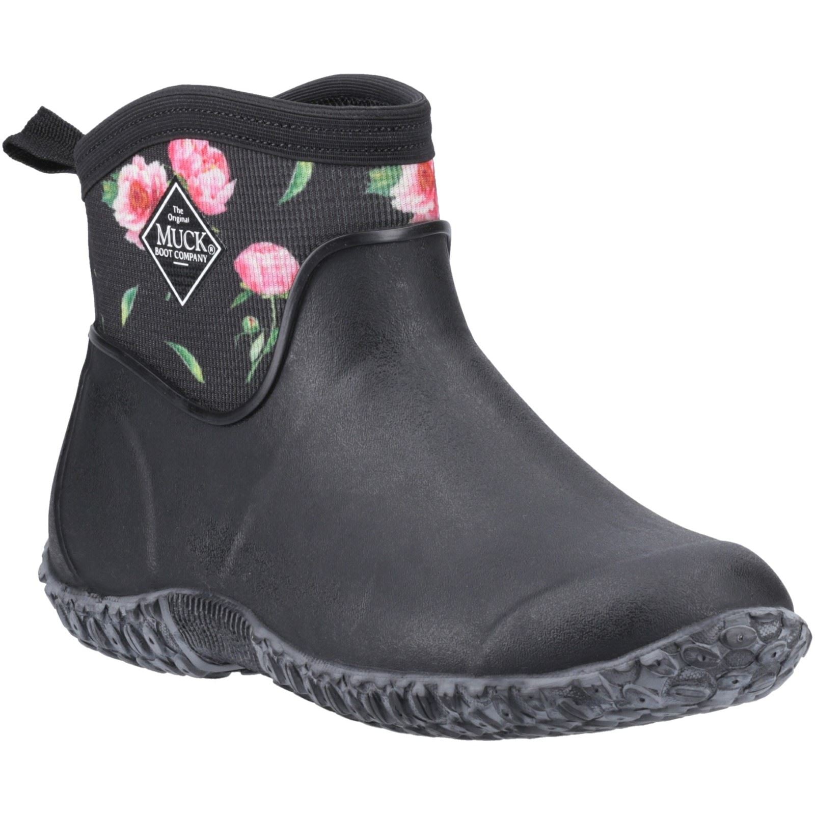 Muck Boots Muckster II Ankle Stivali Di Gomma Neri/Con Rose Wellington