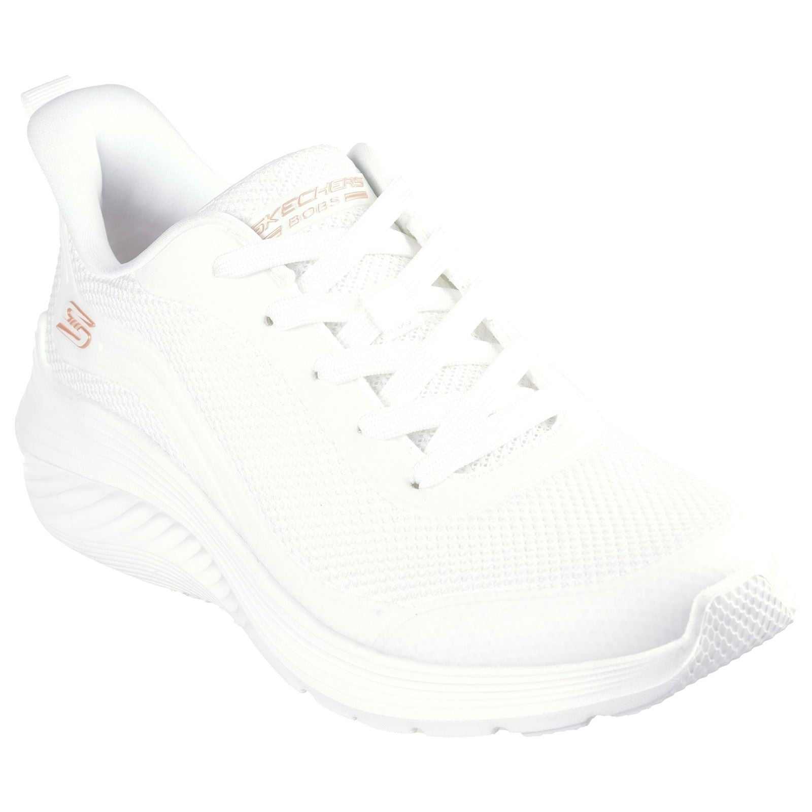 Skechers Bobs Squad Waves Still Wading Sneakers Bianche Da Donna In Tessuto